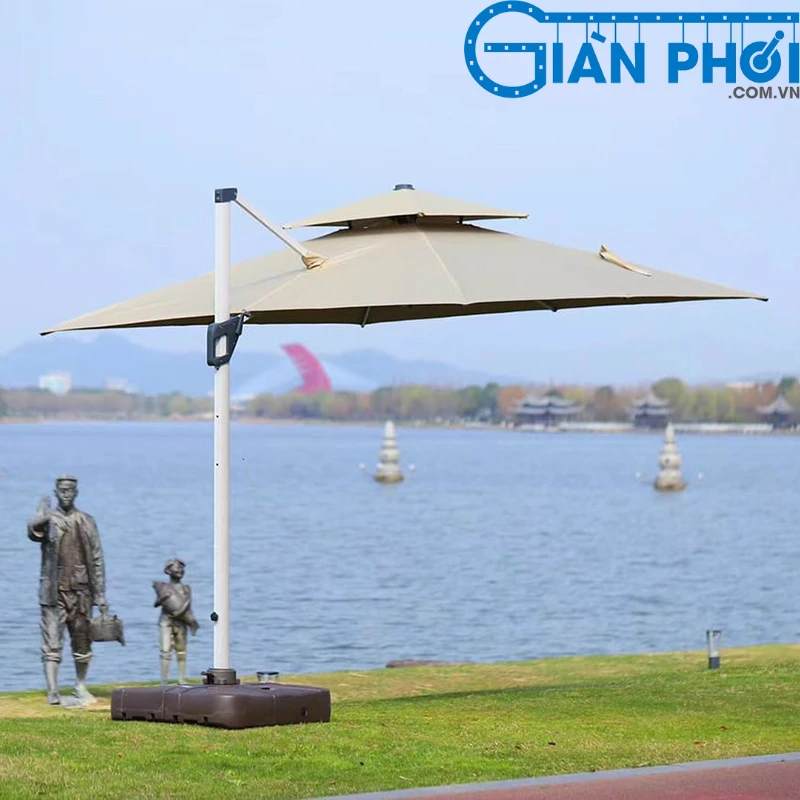 Ô Lệch Tâm Hợp Kim Vuông Hòa Phát Màu Trắng Kem Xoay 360