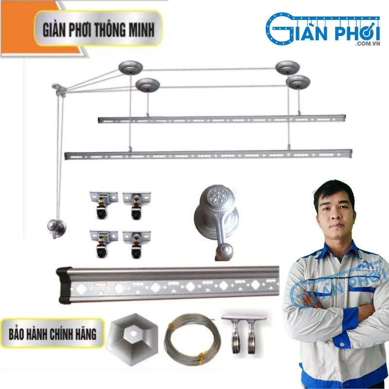 Giàn phơi thông minh quay tay hòa phát ks950