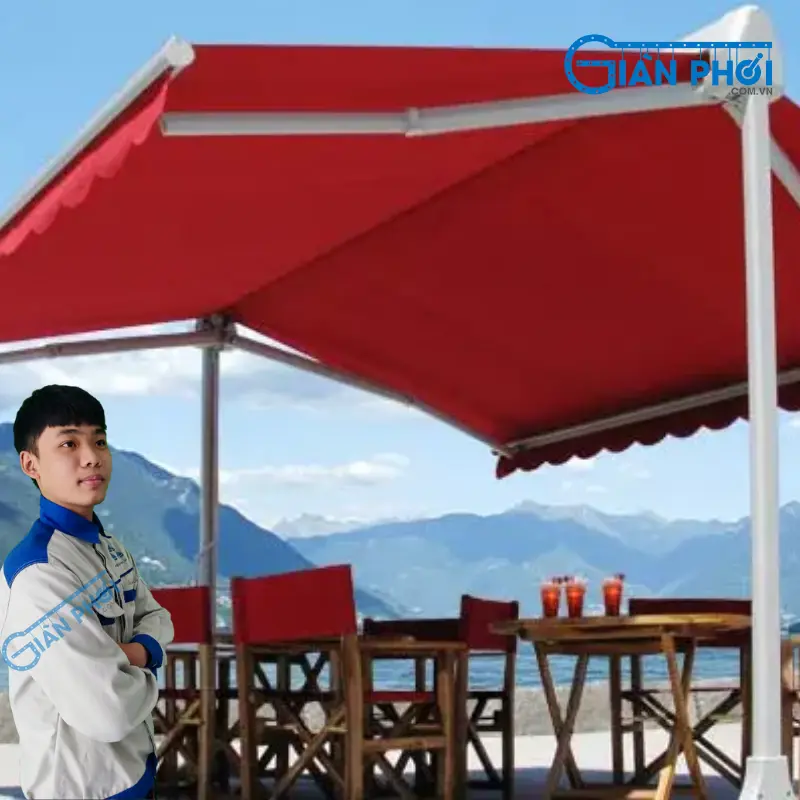 Mái hiên di động ngoài trời màu đỏ NT-01