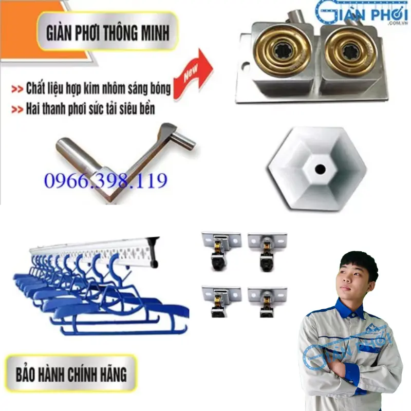 Giàn phơi thông minh quay tay hòa phát chính hãng 999b