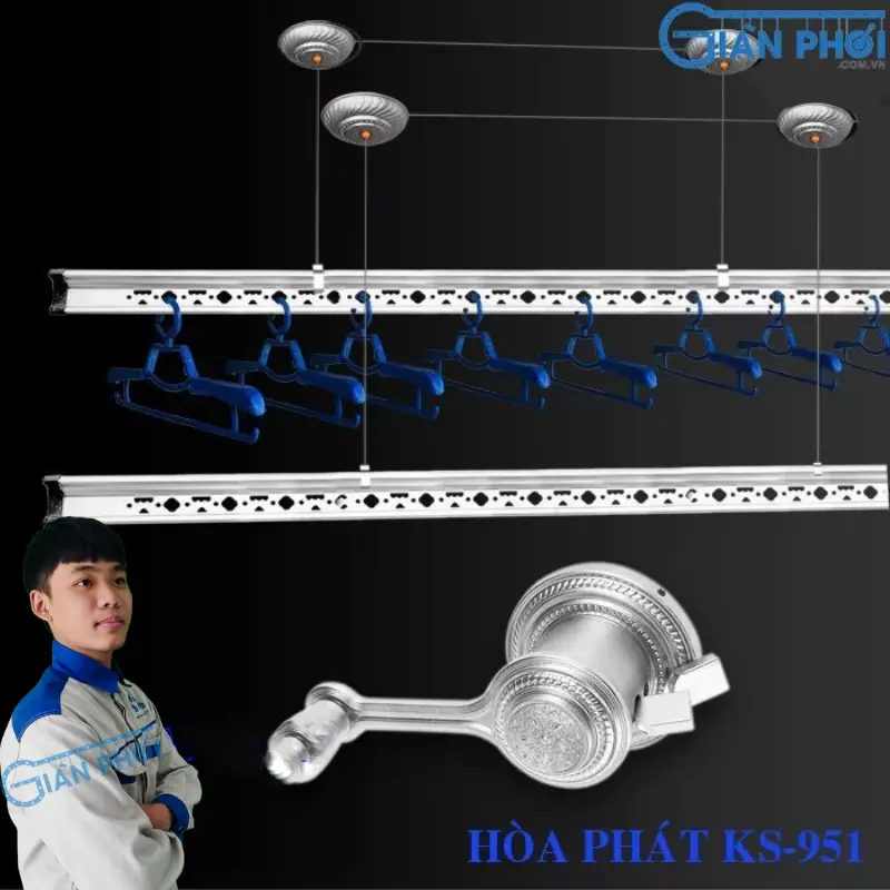 Giàn phơi thông minh quay tay hòa phát chính hãng ks951