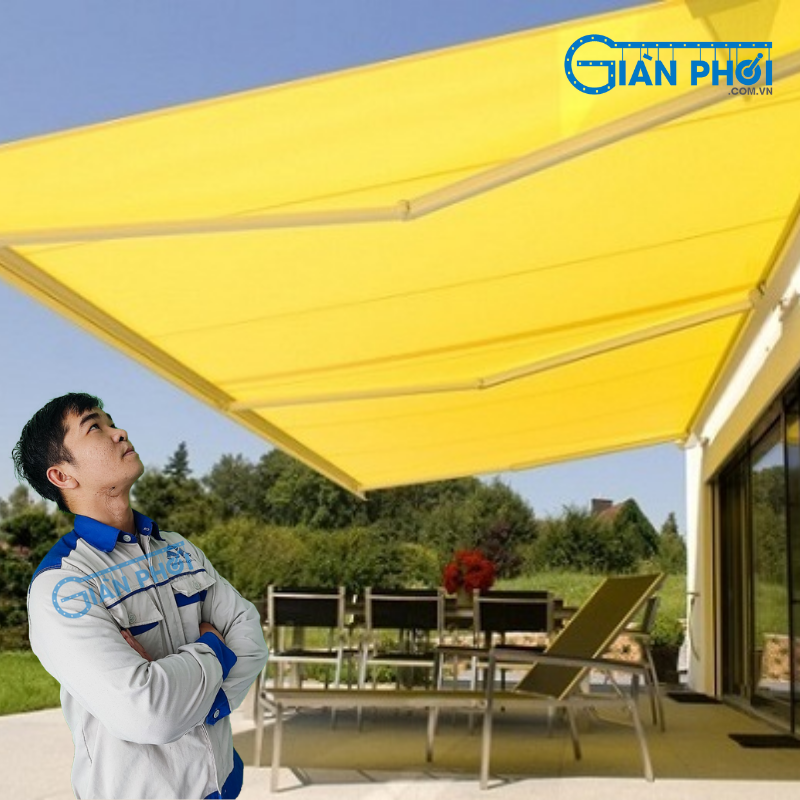 Mái hiên di động hệ điều khiển từ xa MDK-07 màu vàng